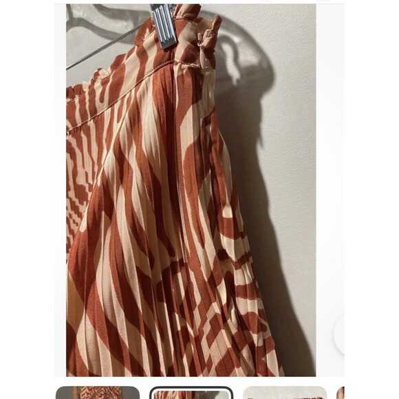 Anthropologie Maeve Midi Skirt Red Isobel Silky Pleat Preppy Retro Boho 6 NWT - Picture 6 of 10